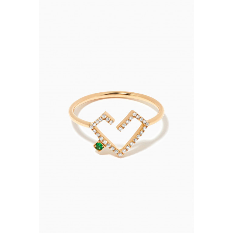 Yataghan Jewellery - Hubb Diamond & Emerald Ring in 18kt Gold White