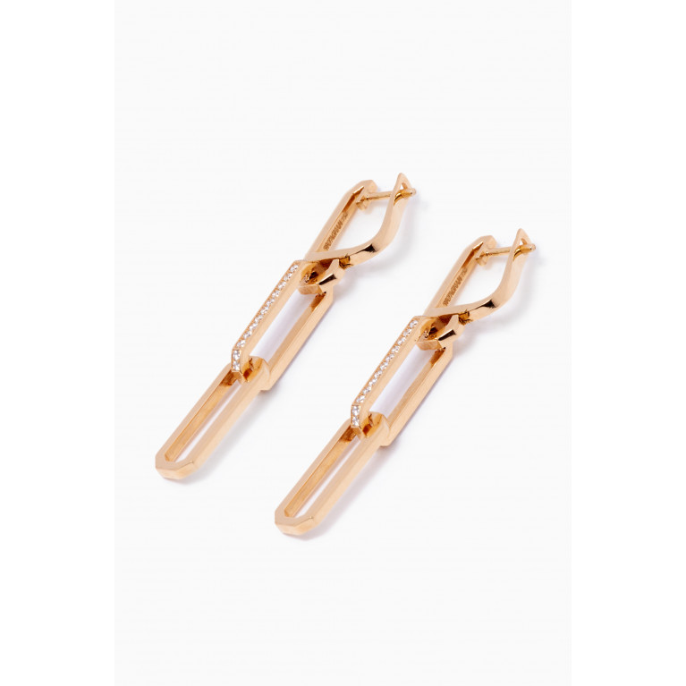 Yataghan Jewellery - Ear Curation Hexagon Link Diamond Earrings in 18kt Yellow Gold