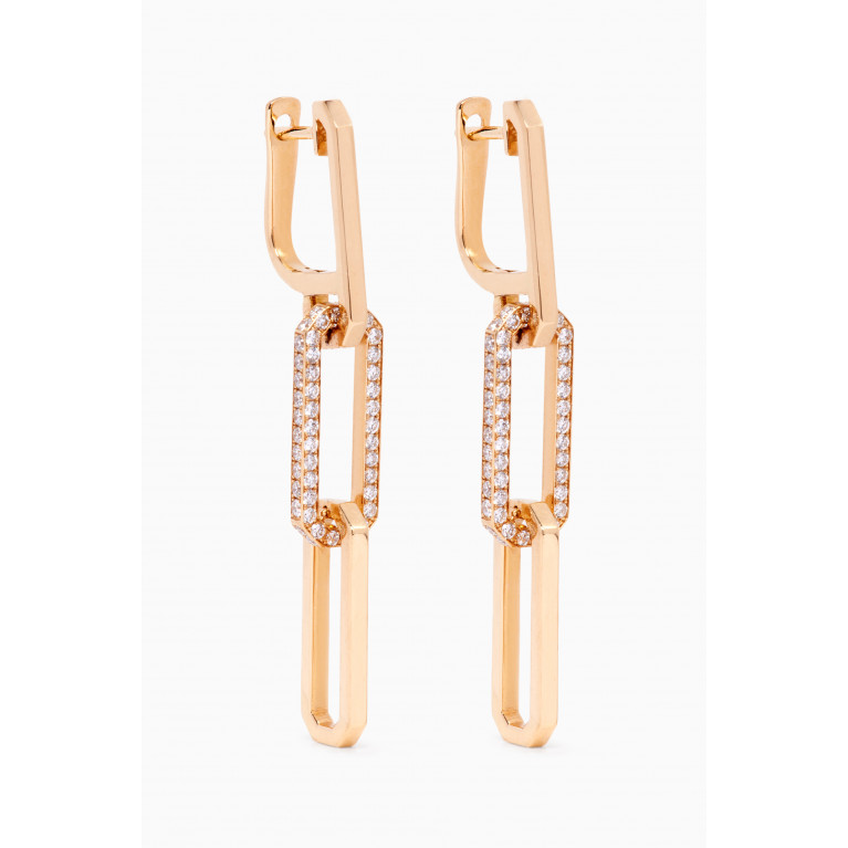 Yataghan Jewellery - Ear Curation Hexagon Link Diamond Earrings in 18kt Yellow Gold