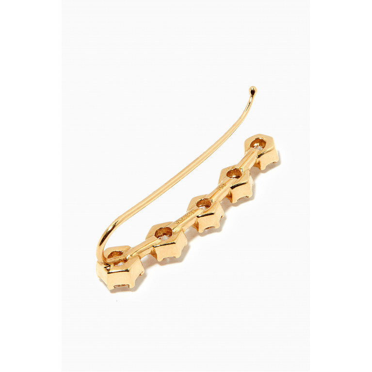 Yataghan Jewellery - Vintage Hexagon Diamond Single Ear Climber in 18kt Yellow Gold