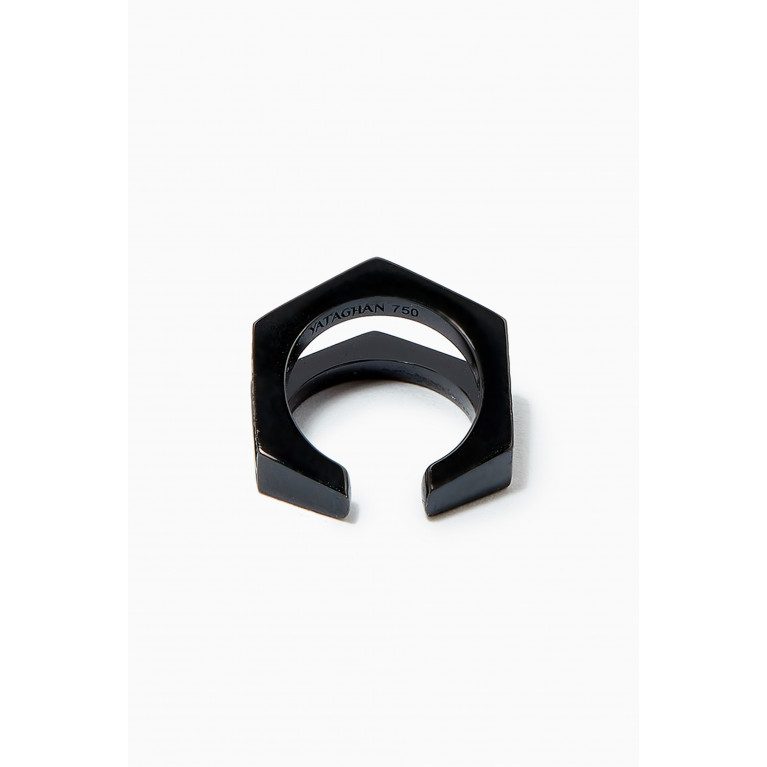 Yataghan Jewellery - Hexagon Diamond Single Ear Cuff in 18kt Black Gold
