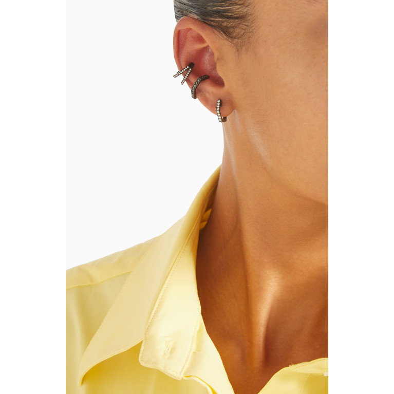 Yataghan Jewellery - Hexagon Diamond Single Ear Cuff in 18kt Black Gold
