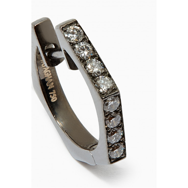 Yataghan Jewellery - Hexagon Diamond Single Earring in 18kt Black Gold