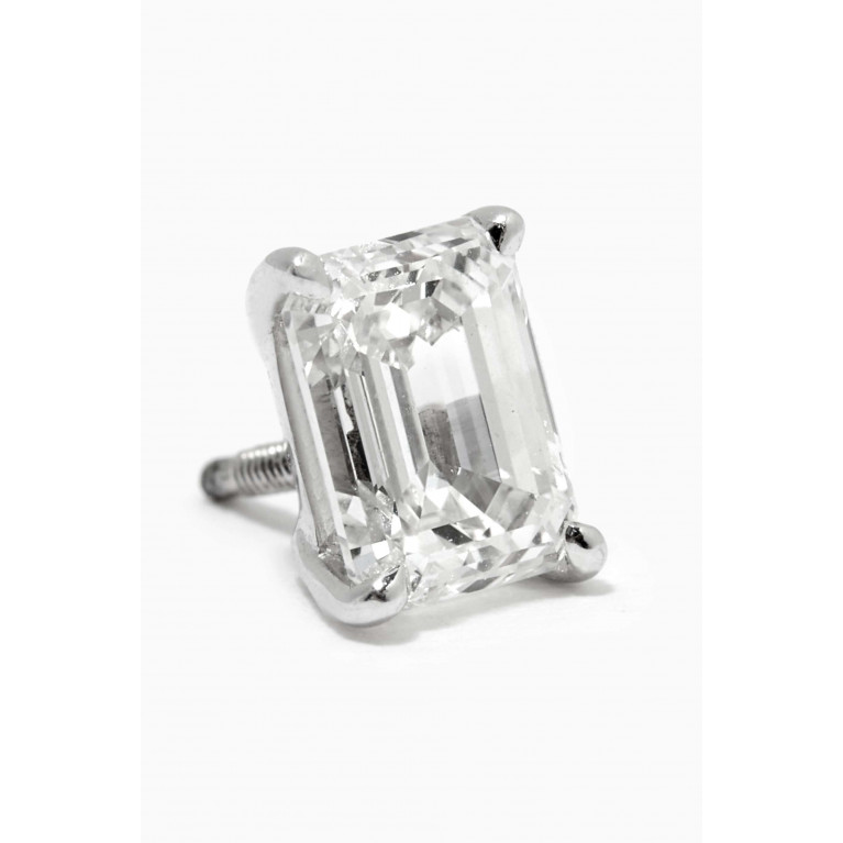 Yataghan Jewellery - Single Emerald-cut Diamond Earring in 18kt White Gold