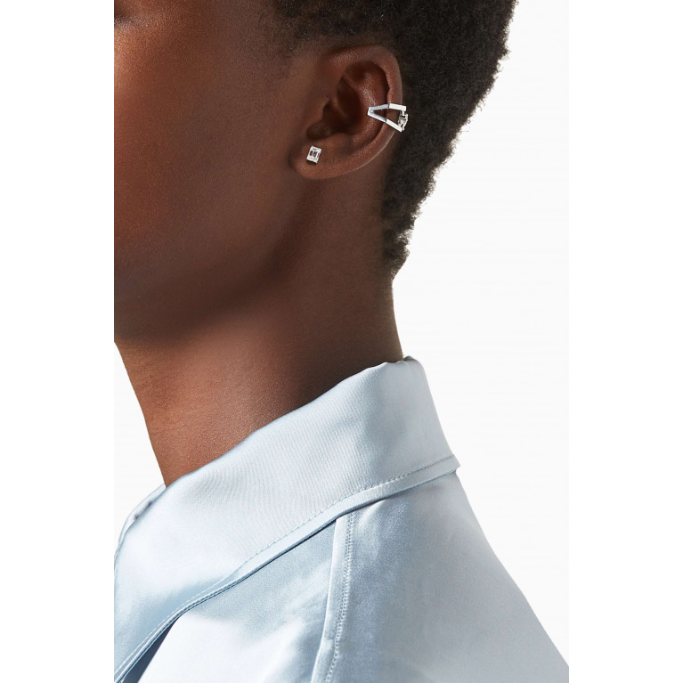 Yataghan Jewellery - Single Emerald-cut Diamond Earring in 18kt White Gold