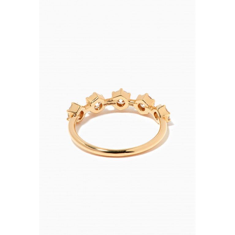 Yataghan Jewellery - Vintage Hexagon Five Diamond Ring in 18kt Yellow Gold