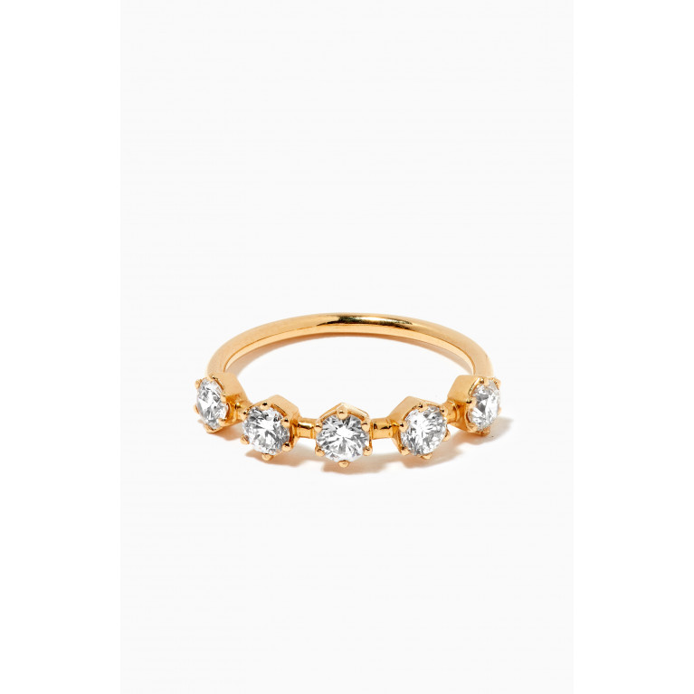 Yataghan Jewellery - Vintage Hexagon Five Diamond Ring in 18kt Yellow Gold