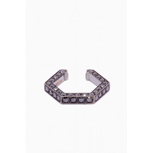 Yataghan Jewellery - Hexagon Black Diamond Single Ear Cuff in 18kt Black Gold