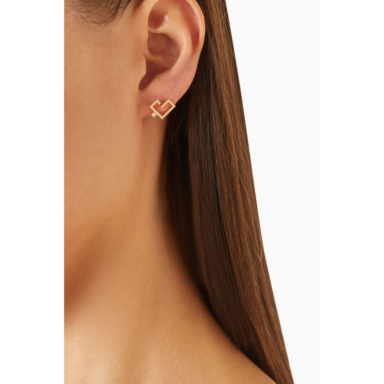 Yataghan Jewellery - Hubb Diamond Stud Earrings in 18kt Gold White