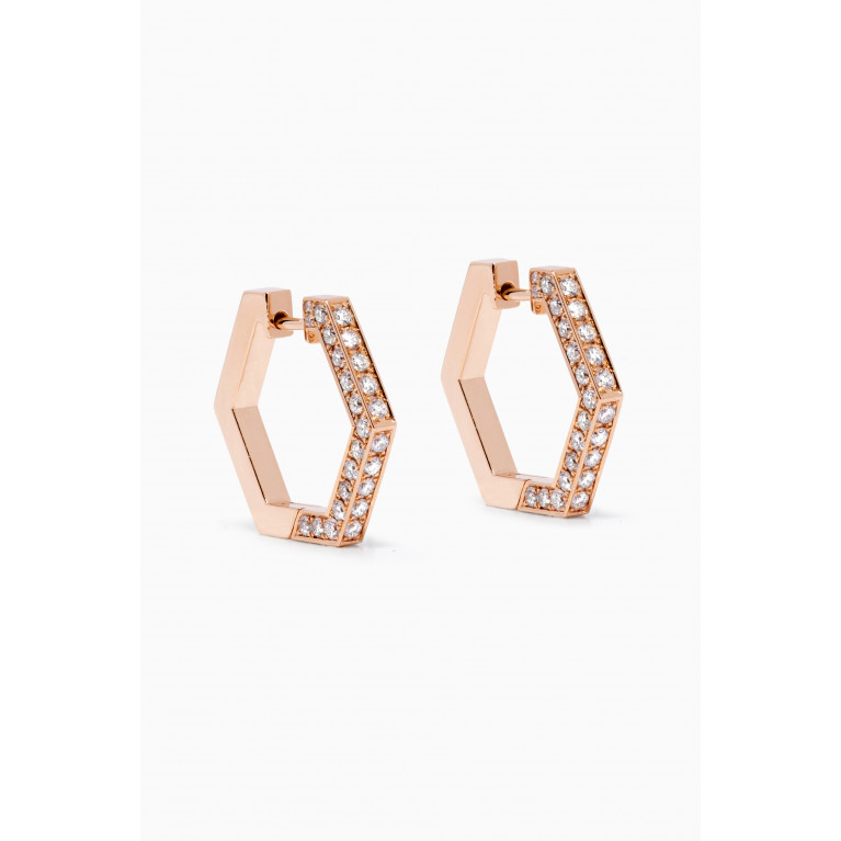 Yataghan Jewellery - Large Hexagon Diamond Earrings in 18kt Yellow Gold