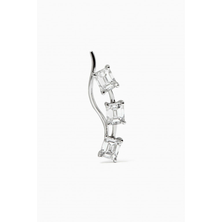 Yataghan Jewellery - Emerald-cut Diamond Single Ear Climber in 18kt White Gold