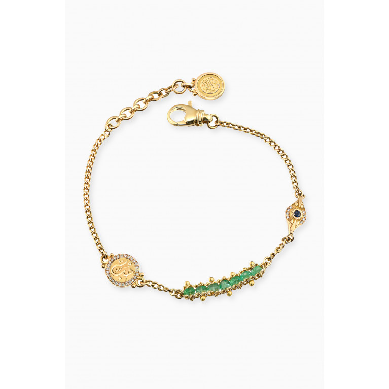 Azza Fahmy - Love Emerald Bracelet in 18kt Yellow Gold