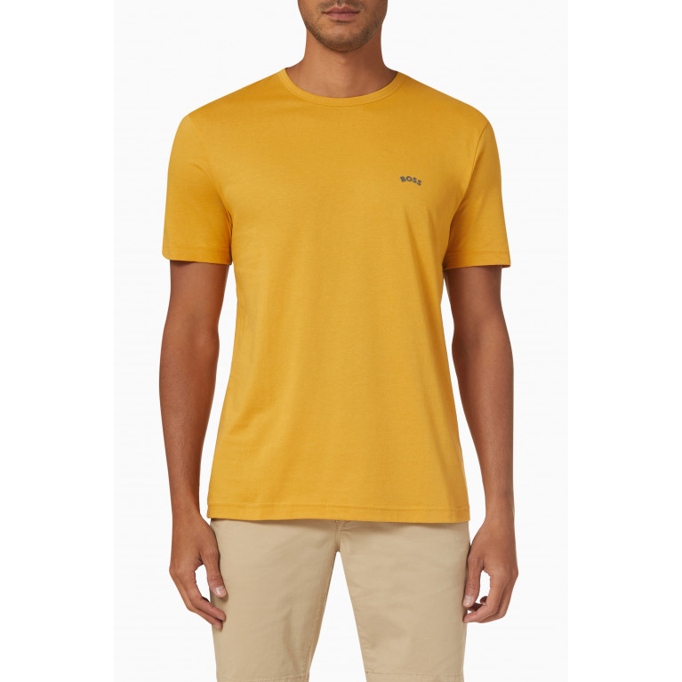 Boss - Curved Logo T-shirt in Cotton Jersey