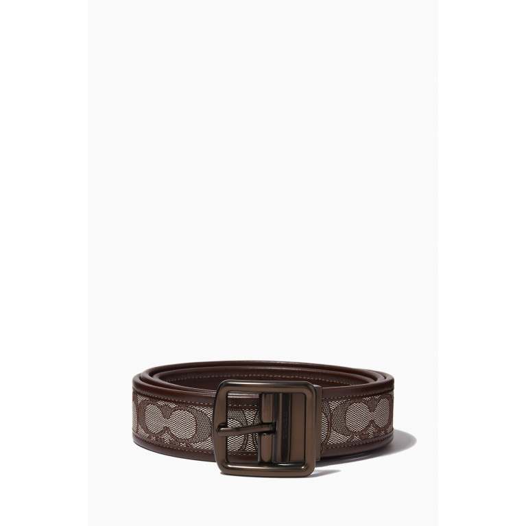 Coach - Reversible Harness Buckle Belt in Signature Canvas & Leather Brown