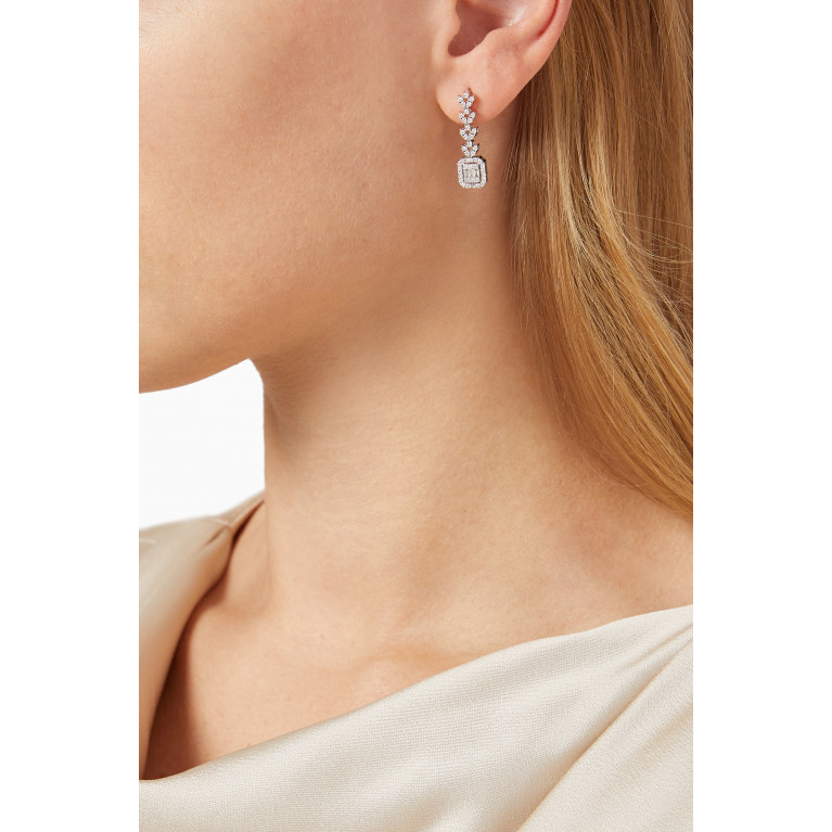 NASS - Sheaf Diamond Pendant Earrings in White Gold