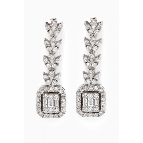 NASS - Sheaf Diamond Pendant Earrings in White Gold