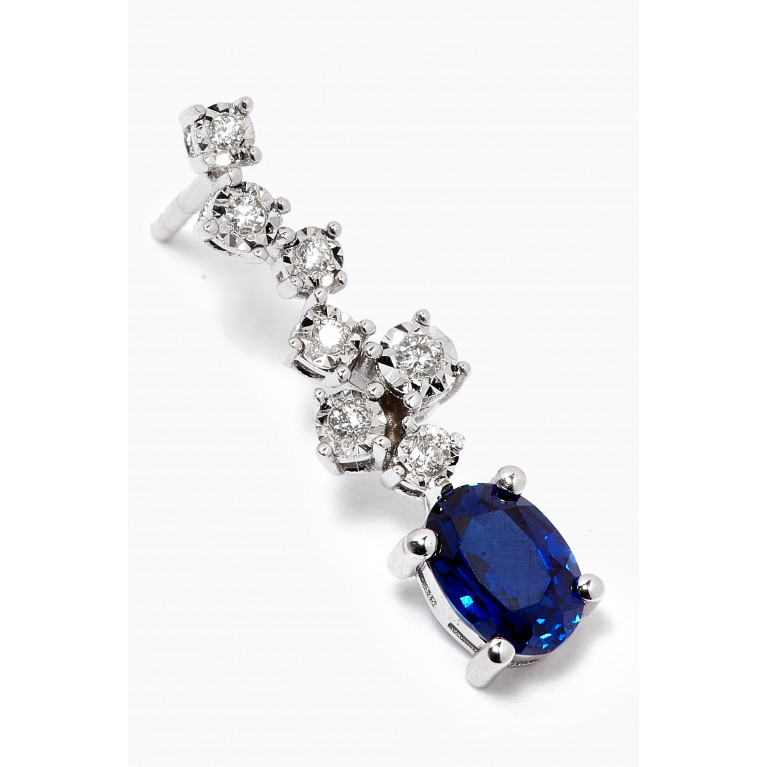 NASS - Sapphire and Diamond Drop Earrings in White Gold