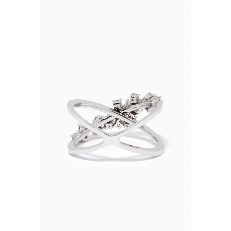 NASS - Crystal Crossover Diamond Ring in White Gold