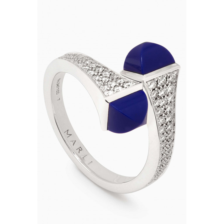 Marli - Cleo Diamond & Lapis Lazuli Ring in 18kt White Gold