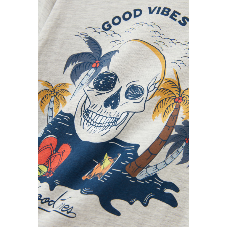 Name It - Skeleton Surfer T-shirt in Cotton Grey