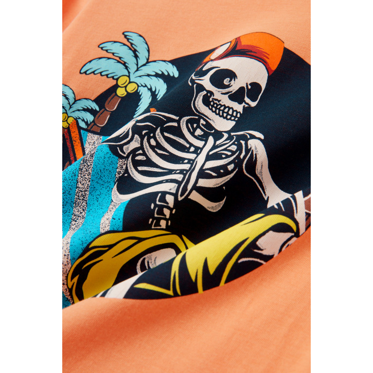 Name It - Skeleton Surfer T-shirt in Cotton Orange