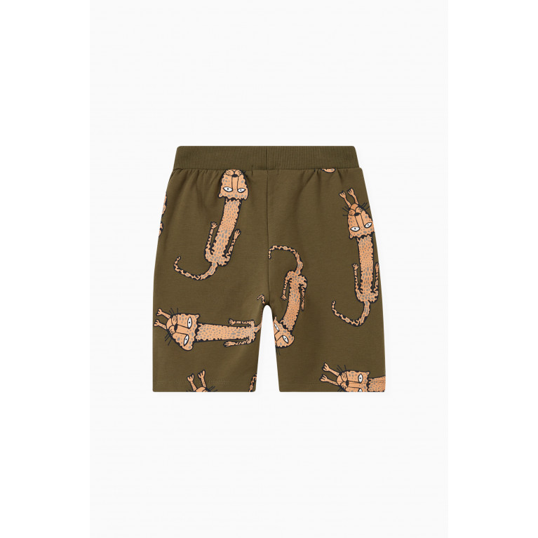 Name It - Jean Animal Long Sweat Shorts in Unbrushed Fleece Green