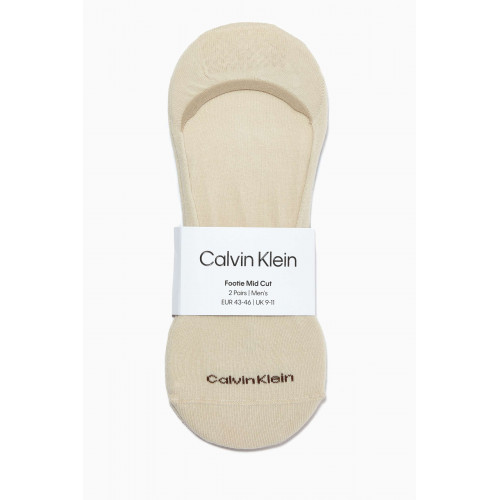 Calvin Klein - Footie Mid Cut Socks, Set of 2 Neutral