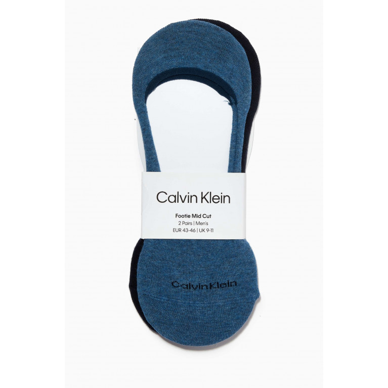 Calvin Klein - Footie Mid Cut Socks, Set of 2 Multicolour