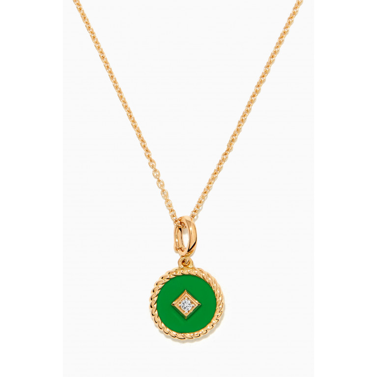 David Yurman - Elements® Enamel & Diamond Necklace in 18kt Yellow Gold Green