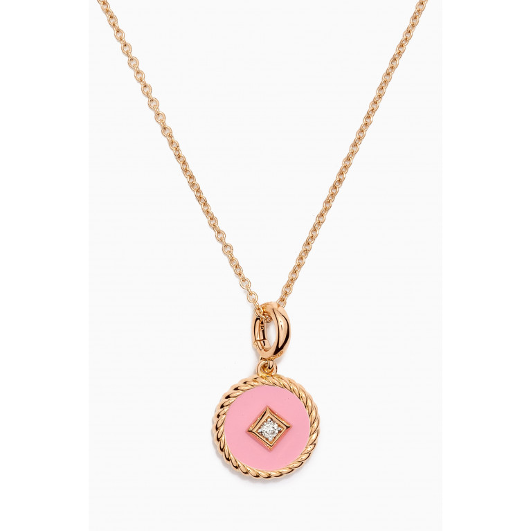 David Yurman - Elements® Enamel & Diamond Necklace in 18kt Yellow Gold Pink