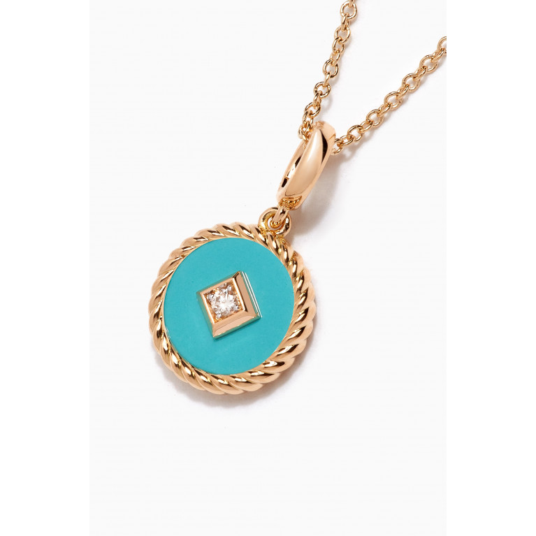 David Yurman - Elements® Enamel & Diamond Necklace in 18kt Yellow Gold Blue