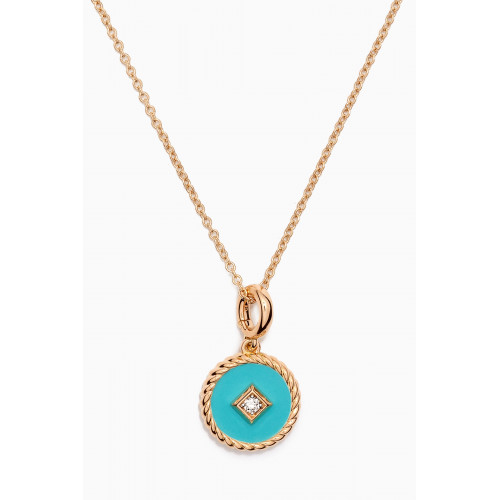 David Yurman - Elements® Enamel & Diamond Necklace in 18kt Yellow Gold Blue