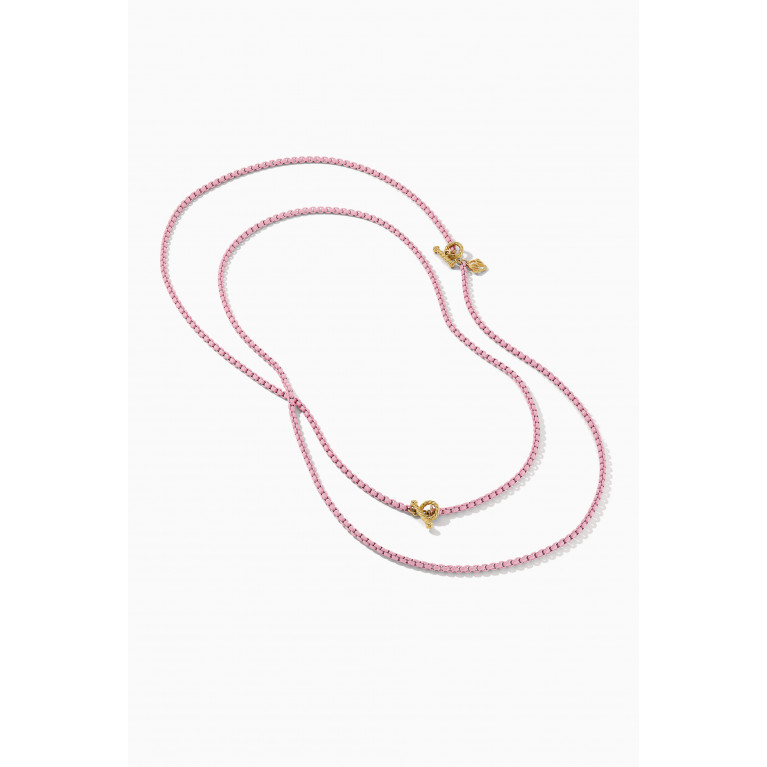 David Yurman - Bel Aire Chain Necklace in Acrylic & 14kt Yellow Gold Pink