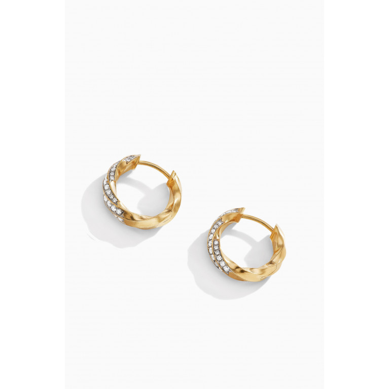 David Yurman - Cable Edge™ Diamond Huggie Hoop Earrings in Recycled 18kt Yellow Gold Yellow