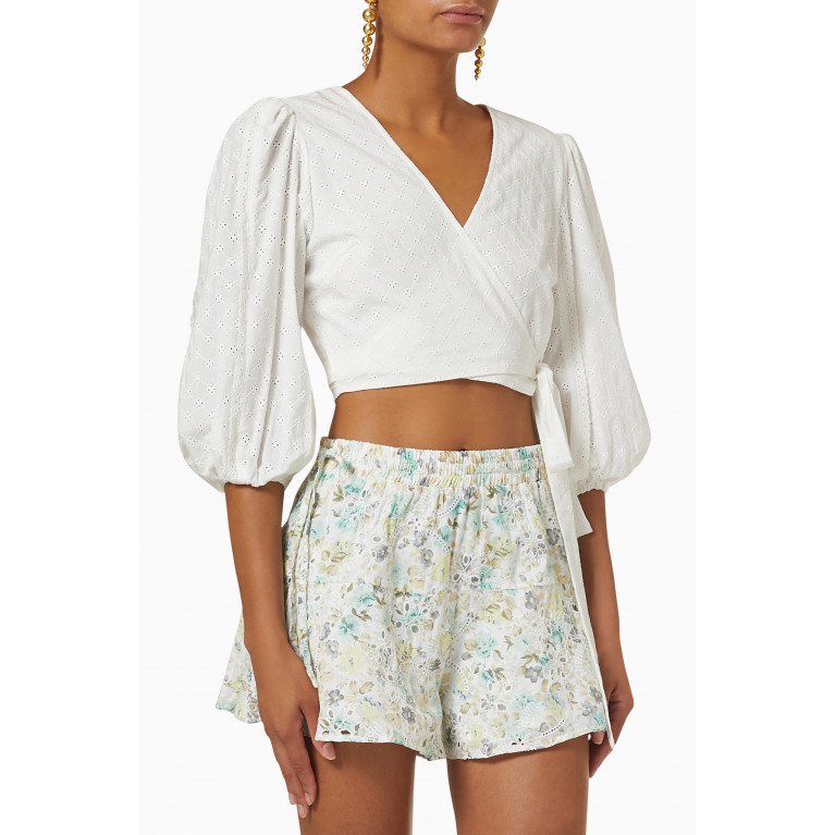 Minkpink - Lola Wrap Blouse in Broderie Anglaise Cotton