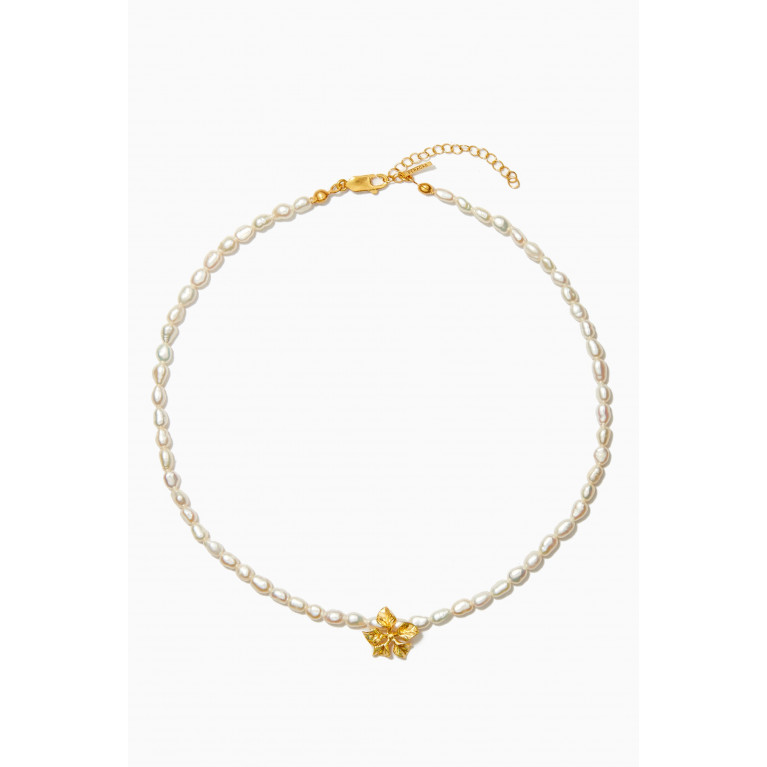 Peracas - Magnolia Pearl Choker in 24kt Gold Plated Bronze