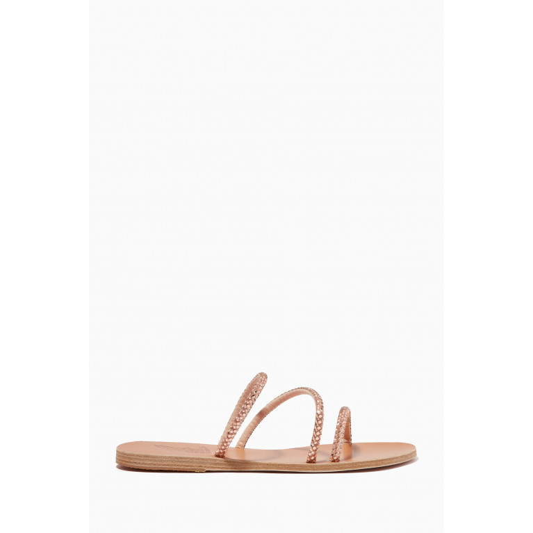 Ancient Greek Sandals - Polytimi Diamante Strap Sandals in PVC & Leather Rose Gold