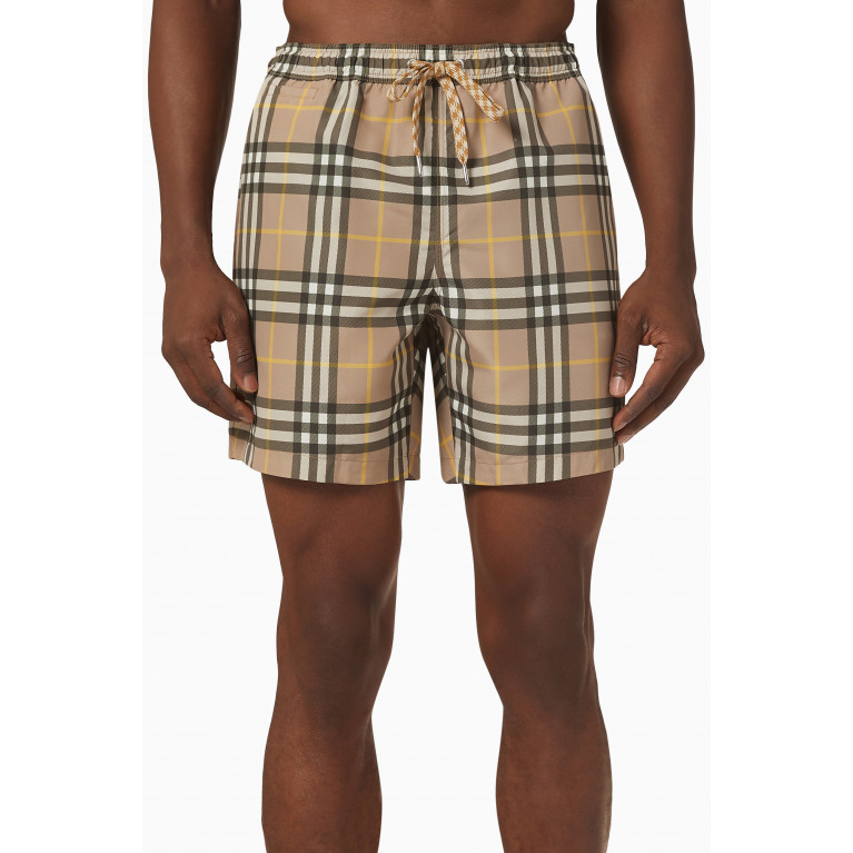 Burberry - Check Print Swim Shorts in Technical Fabric