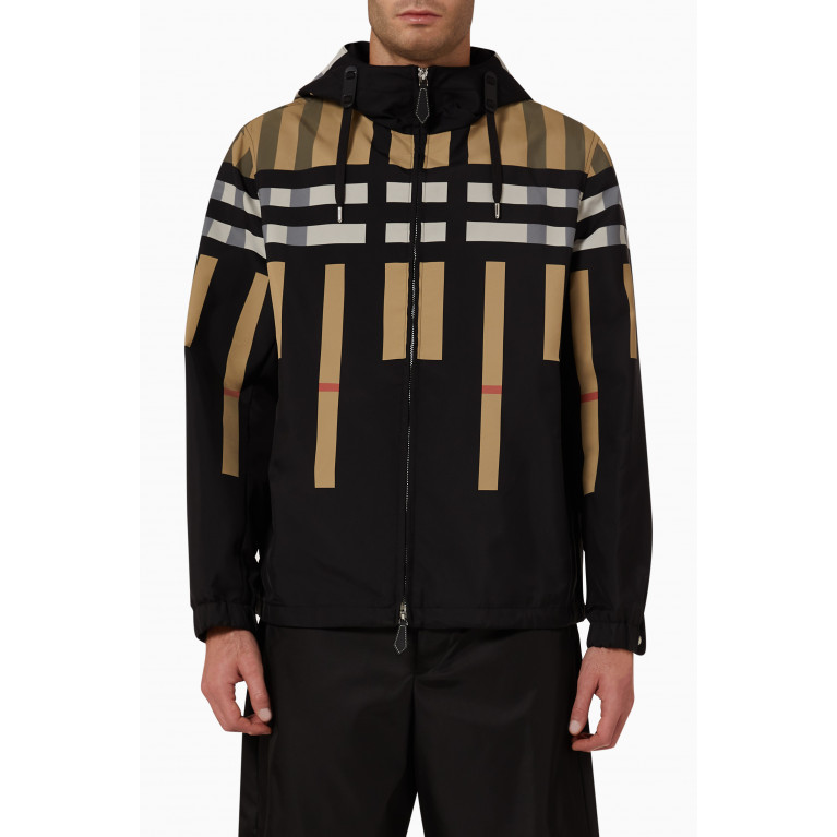 Burberry - Sliced Check Hooded Jacket in Nylon