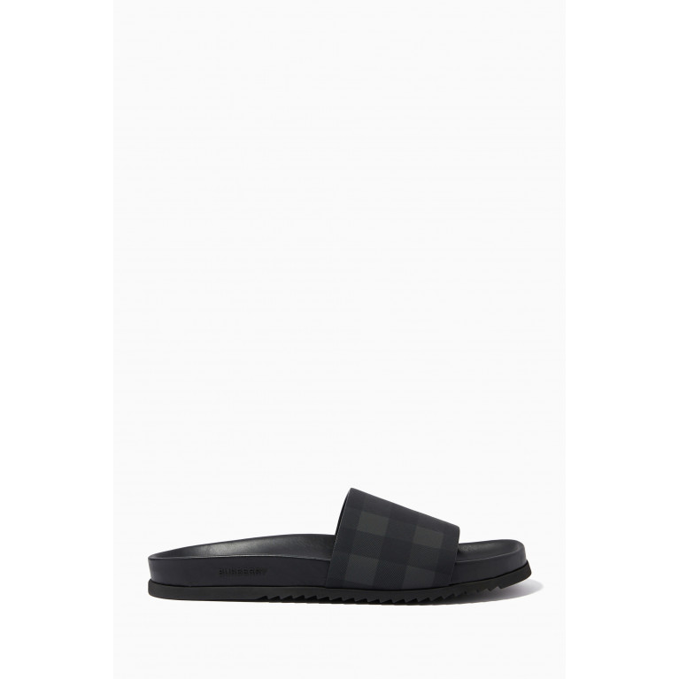 Burberry - Melroy Check Slide Sandals in Cotton & Leather