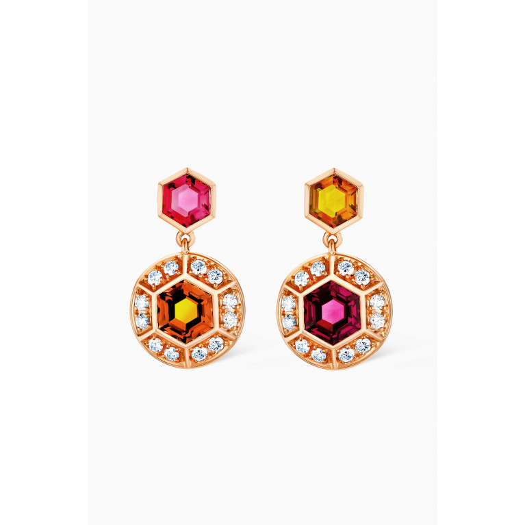 Damas - Kanzi Gemstone & Diamond Earrings in 18kt Rose Gold