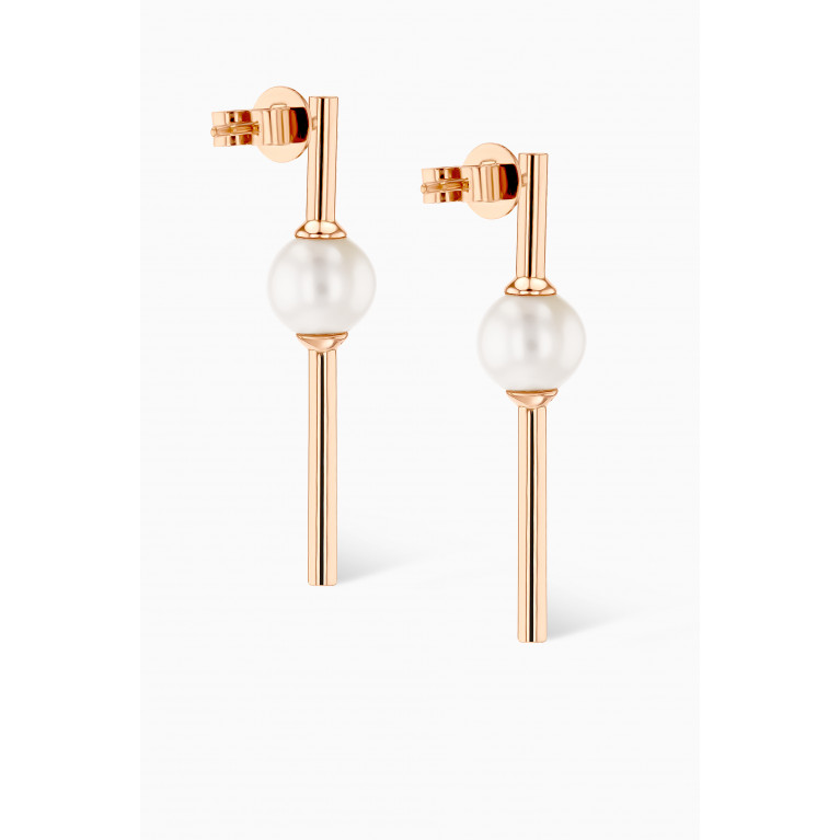 Damas - Kiku Glow Pearl Drop Earrings in 18kt Rose Gold