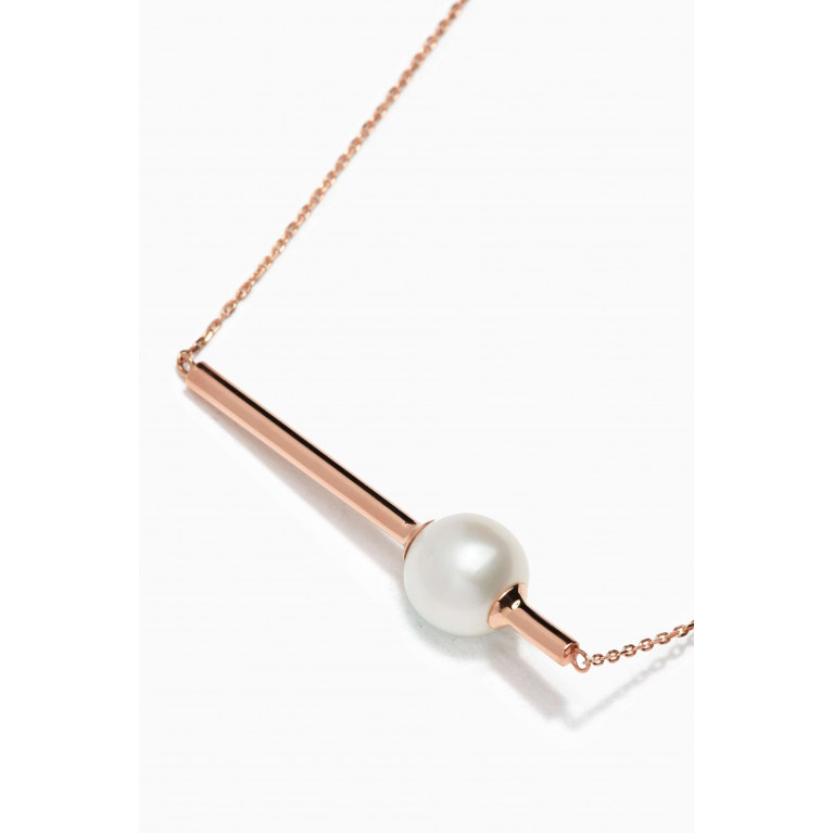 Damas - Kiku Glow Pearl Bar Necklace in 18kt Rose Gold