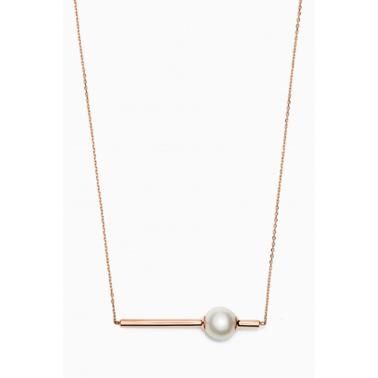 Damas - Kiku Glow Pearl Bar Necklace in 18kt Rose Gold