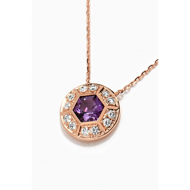 Damas - Kanzi Amethyst & Diamond Necklace in 18kt Rose Gold