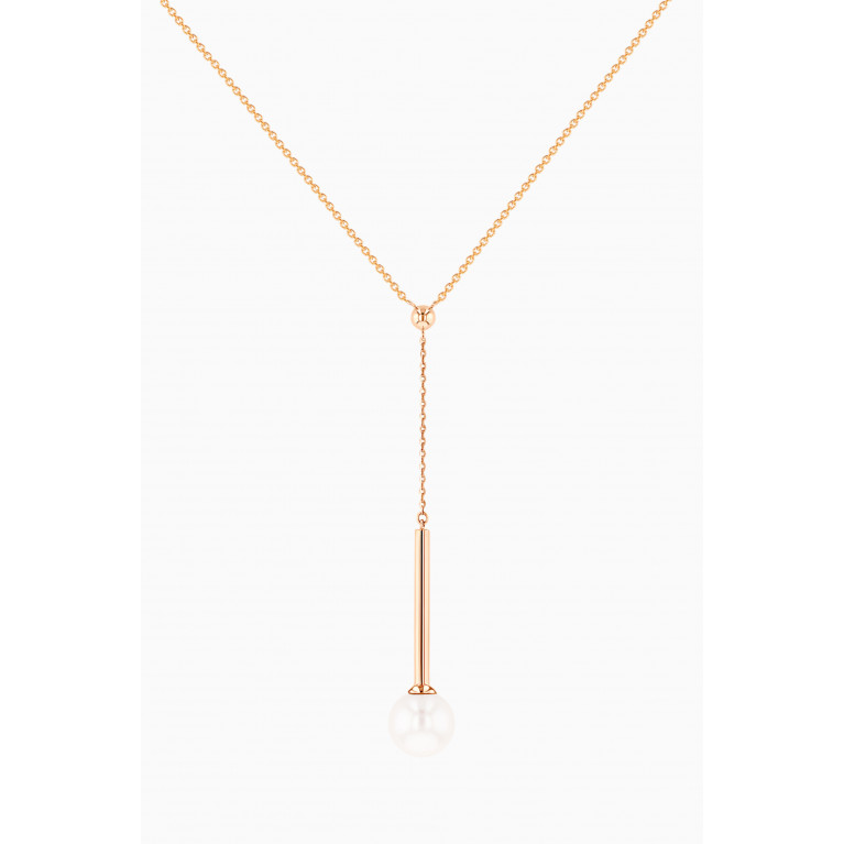 Damas - Kiku Glow Pearl Drop Necklace in 18kt Rose Gold