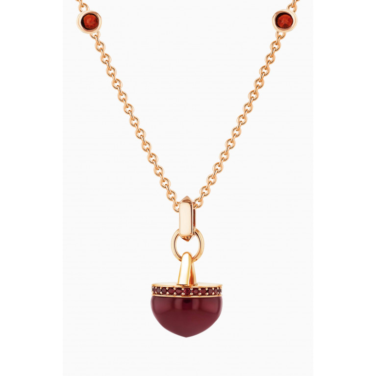 Damas - Dome Noble Red Garnet Necklace in 18kt Rose Gold