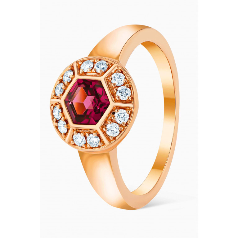 Damas - Kanzi Raspberry Rhodolite & Diamond Ring in 18kt Rose Gold