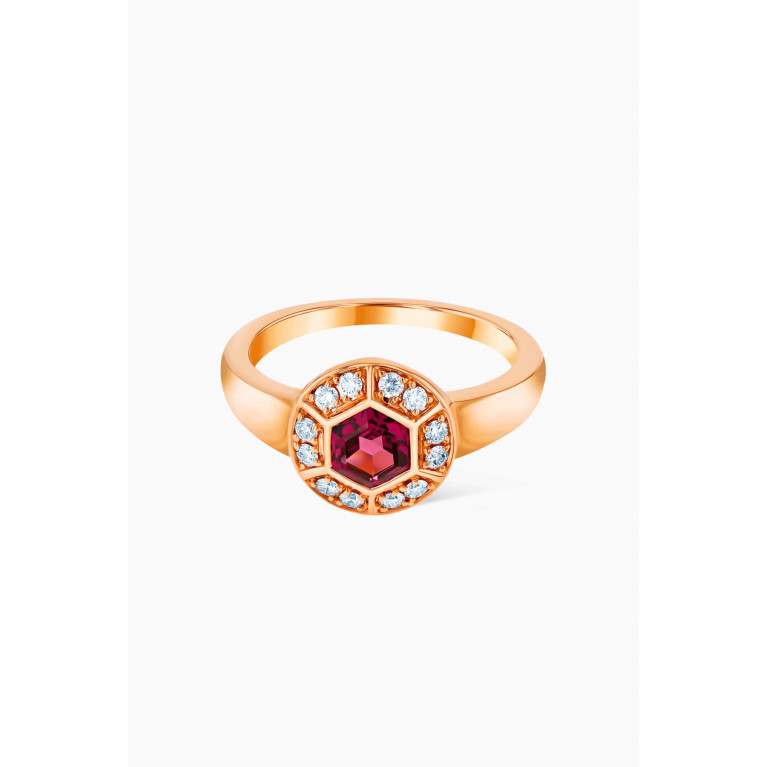 Damas - Kanzi Raspberry Rhodolite & Diamond Ring in 18kt Rose Gold