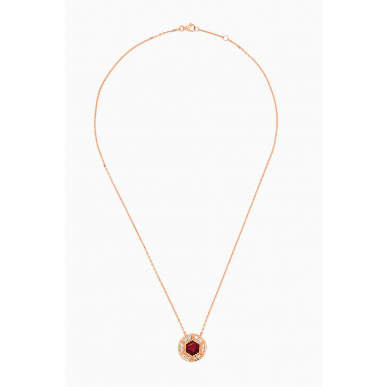 Damas - Kanzi Raspberry Rhodolite & Diamond Necklace in 18kt Rose Gold